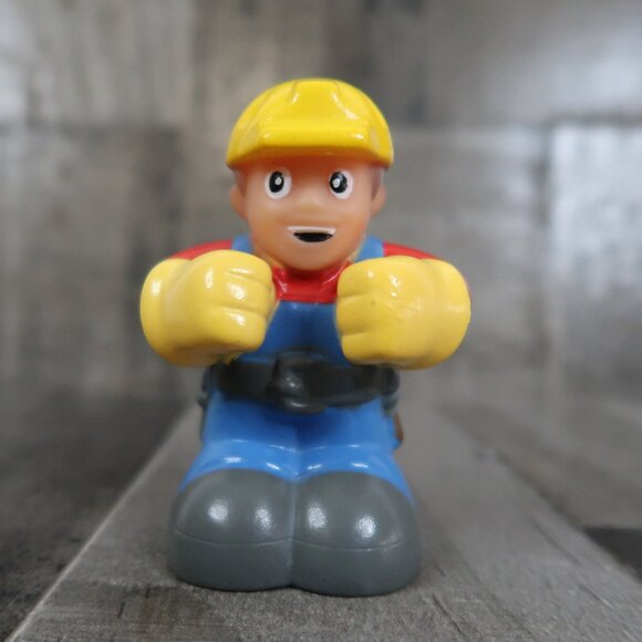 Construction Worker Man Little Tikes Toy 3-1/4" Tall Yellow Hat - Picture 1 of 5